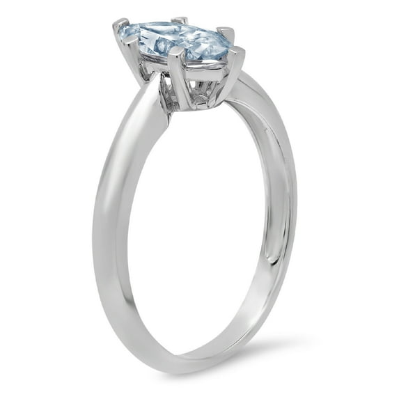 1 ct Marquise Cut Simulated Blue Diamond Solitaire Engagement Ring for Women in 14K White Gold