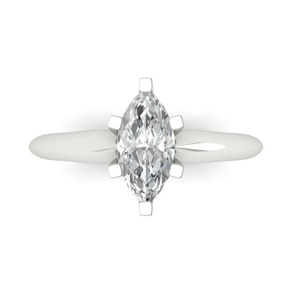 Clara Pucci 14K White Gold 1ct Clear Solitaire Ring for Women