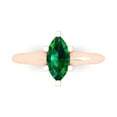 thumbnail image 1 of 1 ct Marquise Cut Simulated Emerald Solitaire 18K Rose Gold Womens Engagement Ring, 1 of 5