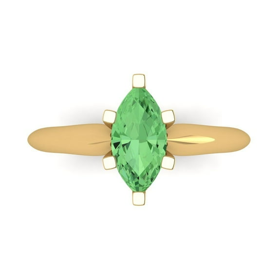 Clara Pucci 14K Yellow Gold 1ct Green Solitaire Ring for Women