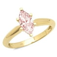 thumbnail image 1 of 1 ct Marquise Cut Simulated Pink Diamond Solitaire 18K Yellow Gold Womens Engagement Ring, 1 of 4
