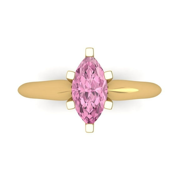 Clara Pucci 14K Yellow Gold 1ct Pink Solitaire Ring for Women