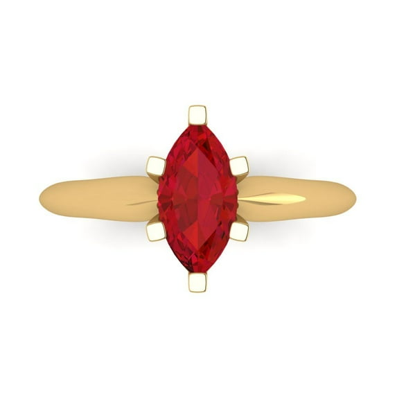 1 ct Marquise Cut Simulated Pink Tourmaline Solitaire 18K Yellow Gold Womens Engagement Ring