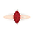 thumbnail image 1 of 1 ct Marquise Cut Simulated Ruby Solitaire 18K Rose Gold Womens Engagement Ring, 1 of 5
