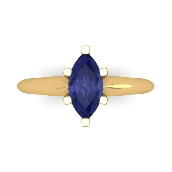 1 ct Marquise Cut Simulated Tanzanite Solitaire 18K Yellow Gold Womens Engagement Ring