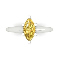 1 ctw Solitaire Anniversary Ring for Women | Marquise Cut Simulated Yellow Diamond | Hyperallergenic Solid 18K White Gold