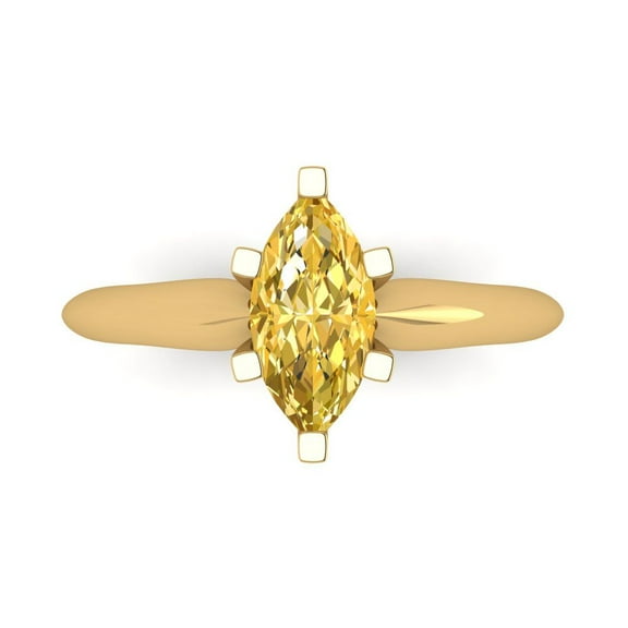 Clara Pucci 14K Yellow Gold 1ct Yellow Solitaire Ring for Women