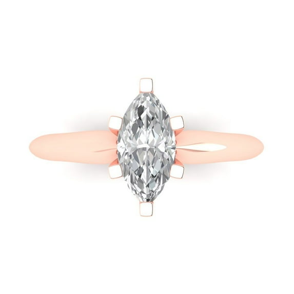 Clara Pucci 14K Rose Gold 1ct WhiteSapphire Solitaire Ring for Women