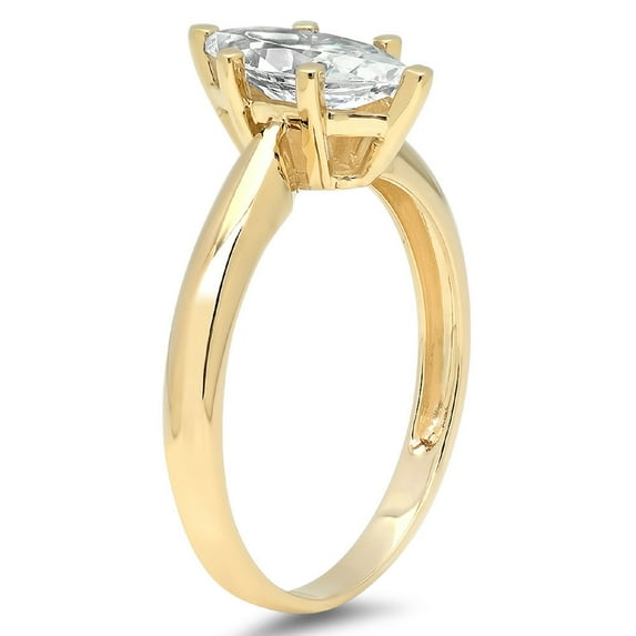 1 ct Marquise Cut White Sapphire Solitaire Engagement Ring for Women in 18K Yellow Gold