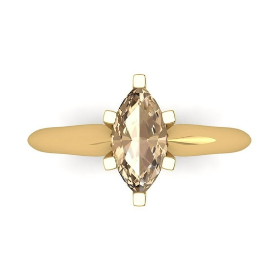 1 ct Marquise Cut Yellow Moissanite Solitaire Engagement Ring for Women in 18K Yellow Gold