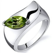 ORAVO 1 ct Marquise Shape Green Peridot Solitaire Ring in Sterling Silver