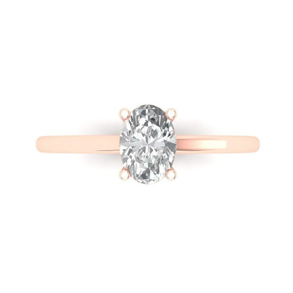 Clara Pucci 14K Rose Gold 1ct Moissanite Solitaire Ring for Women