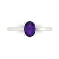 thumbnail image 1 of 1 ct Oval Cut Natural Amethyst Solitaire 18K White Gold Womens Engagement Ring, 1 of 5