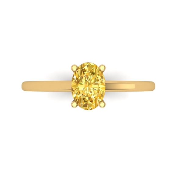 1 ctw Solitaire Anniversary Ring for Women | Oval Cut Natural Citrine | Hyperallergenic Solid 18K Yellow Gold