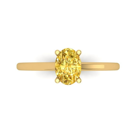 Clara Pucci 14K Yellow Gold 1ct Citrine Solitaire Ring for Women