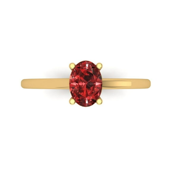 Clara Pucci 14K Yellow Gold 1ct Garnet Solitaire Ring for Women