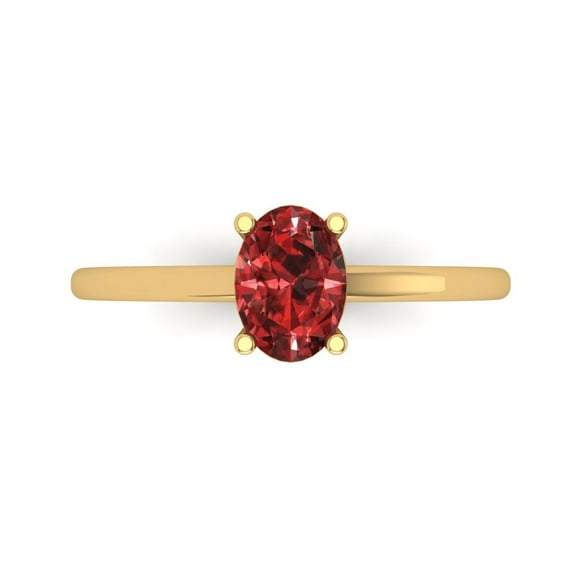 1 ct Oval Cut Natural Garnet Solitaire Engagement Ring for Women in 14K Yellow Gold