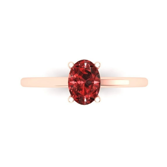 1 ct Oval Cut Natural Garnet Solitaire Engagement Ring for Women in 18K Rose Gold