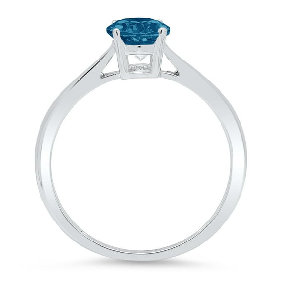 1 ct Oval Cut Natural London Blue Topaz Solitaire Engagement Ring for Women in 18K White Gold