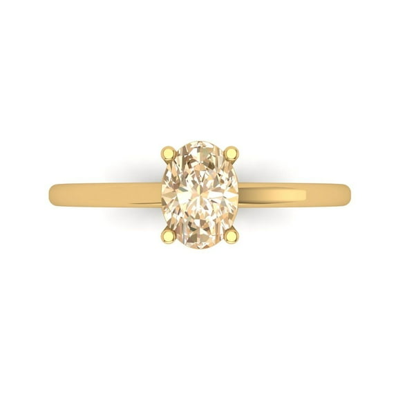 1 ct Oval Cut Natural Morganite Solitaire 18K Yellow Gold Womens Engagement Ring