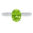thumbnail image 1 of 1 ct Oval Cut Natural Peridot Solitaire 14K White Gold Womens Engagement Ring, 1 of 5