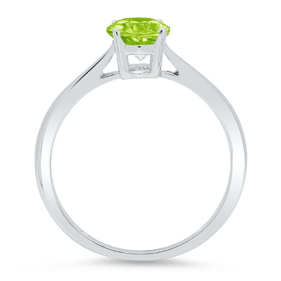 1 ct Oval Cut Natural Peridot Solitaire Engagement Ring for Women in 18K White Gold