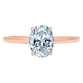 thumbnail image 1 of 1 ct Oval Cut Natural Swiss Blue Topaz Solitaire 18K Rose Gold Womens Engagement Ring, 1 of 4