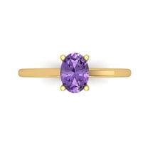 1 ct Oval Cut Simulated Alexandrite Solitaire 18K Yellow Gold Womens Engagement Ring