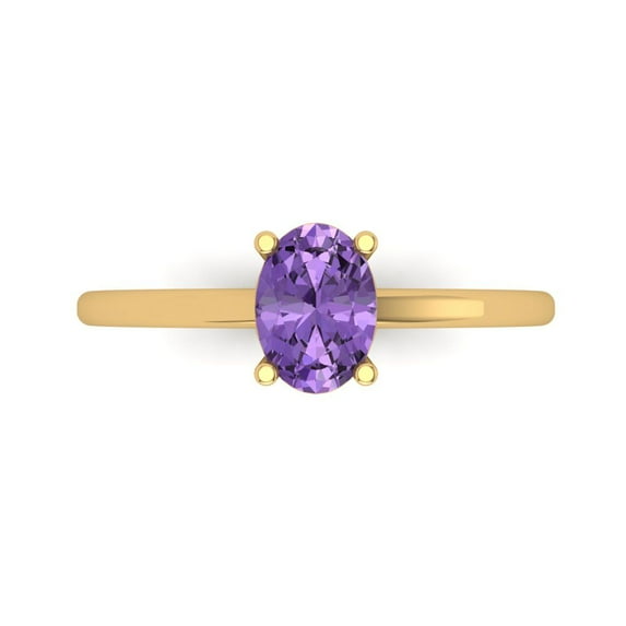 Clara Pucci 14K Yellow Gold 1ct Alexandrite Solitaire Ring for Women