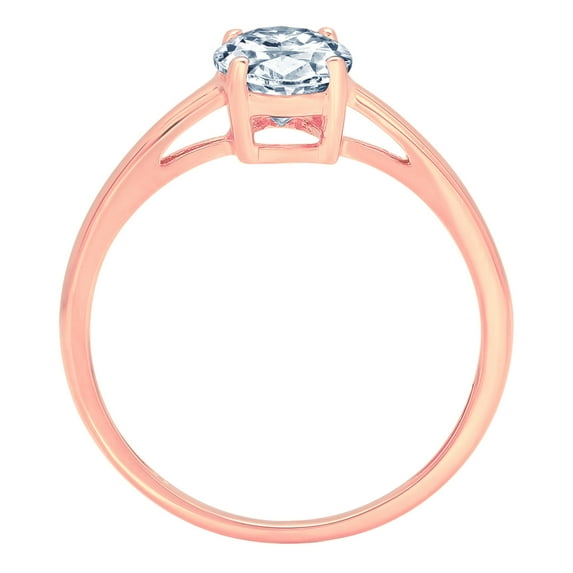 1 ct Oval Cut Simulated Blue Diamond Solitaire Engagement Ring for Women in 14K Rose Gold
