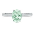 thumbnail image 1 of 1 ct Oval Cut Simulated Green Diamond Solitaire 14K White Gold Womens Engagement Ring, 1 of 3