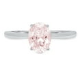 thumbnail image 1 of 1 ct Oval Cut Simulated Pink Diamond Solitaire 18K White Gold Womens Engagement Ring, 1 of 3