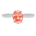 thumbnail image 1 of 1 ct Oval Cut Simulated Red Diamond Solitaire 18K White Gold Womens Engagement Ring, 1 of 6