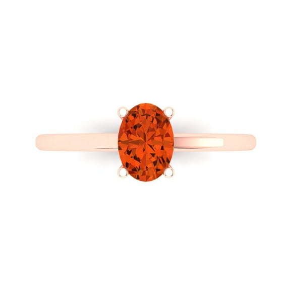 Clara Pucci 14K Rose Gold 1ct Red Solitaire Ring for Women