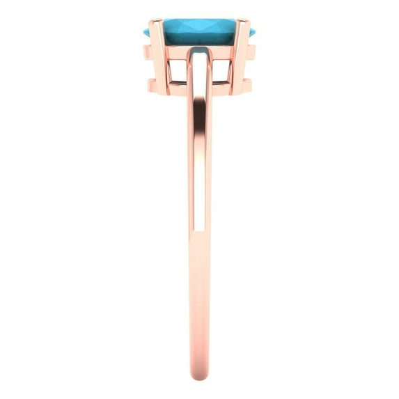 1 ct Oval Cut Simulated Turquoise Solitaire 18K Rose Gold Womens Engagement Ring