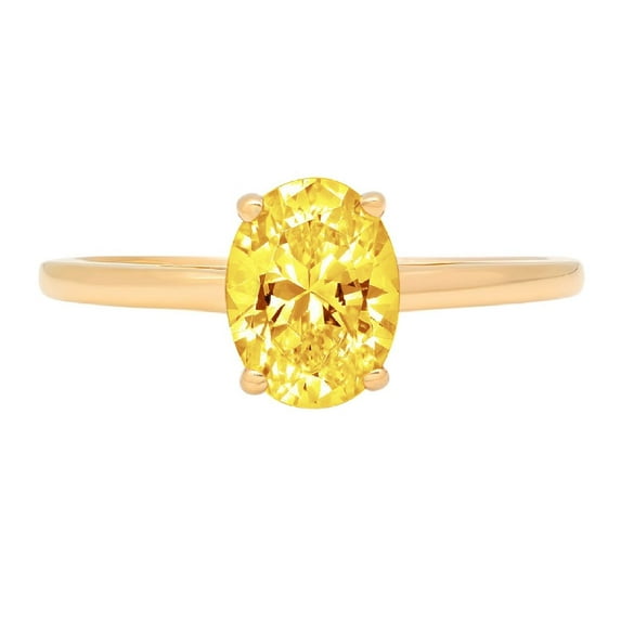 1 ct Oval Cut Simulated Yellow Diamond Solitaire 14K Yellow Gold Womens Engagement Ring