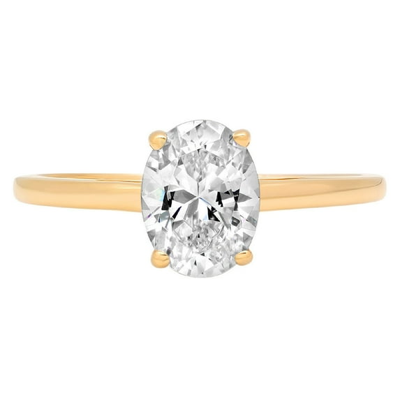 1 ct Oval Cut White Sapphire Solitaire 14K Yellow Gold Womens Engagement Ring