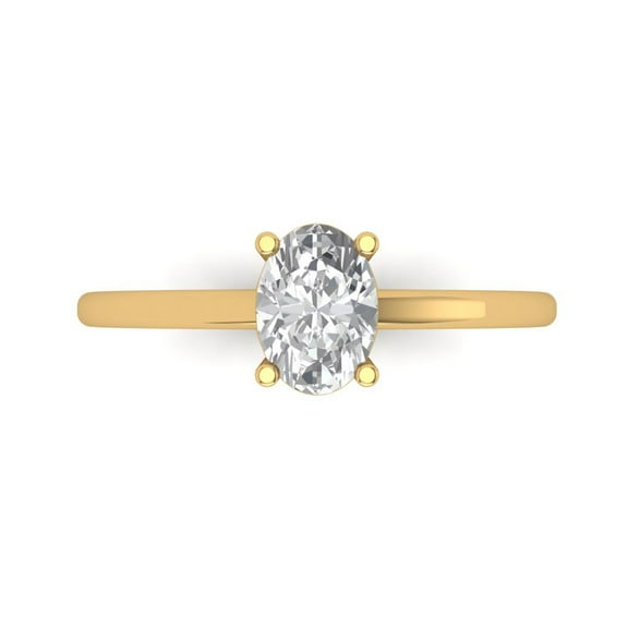 1 ct Oval Cut White Sapphire Solitaire 14K Yellow Gold Womens Engagement Ring