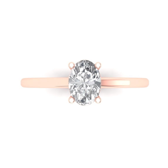 Clara Pucci 14K Rose Gold 1ct WhiteSapphire Solitaire Ring for Women