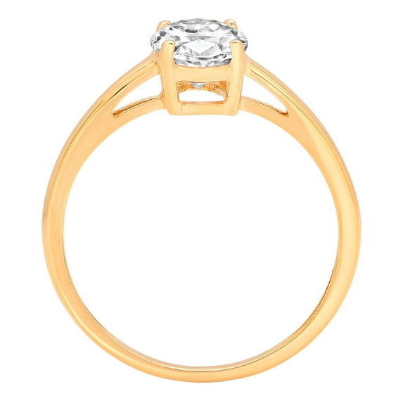 1 ct Oval Cut White Sapphire Solitaire Engagement Ring for Women in 14K Yellow Gold