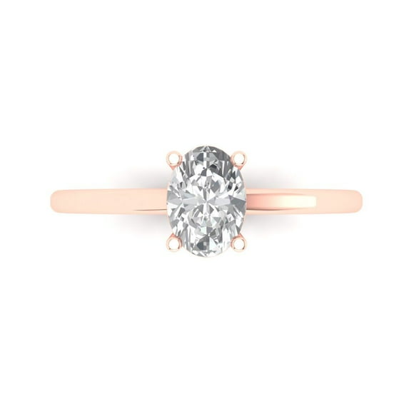 1 ct Oval Cut White Sapphire Solitaire Engagement Ring for Women in 18K Rose Gold