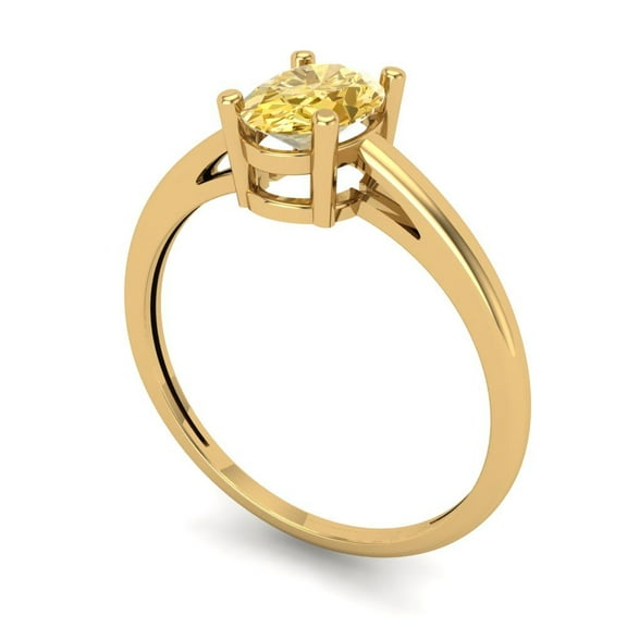 1 ct Oval Cut Yellow Moissanite Solitaire Engagement Ring for Women in 14K Yellow Gold