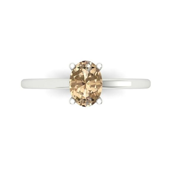 1 ct Oval Cut Yellow Moissanite Solitaire Engagement Ring for Women in 18K White Gold
