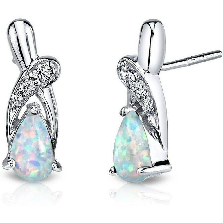 Sterling silver created opal earrings Sterling silver created opal earrings