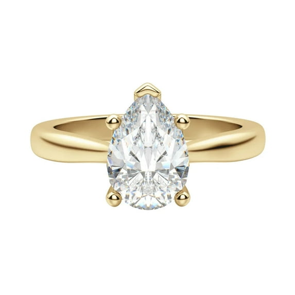 1 ct Pear cut Lab Grown Diamond Engagement Ring 14k Yellow Gold All Size