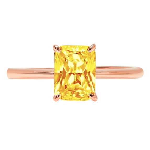 1 ct Radiant Cut Natural Citrine Solitaire 14K Rose Gold Womens Engagement Ring