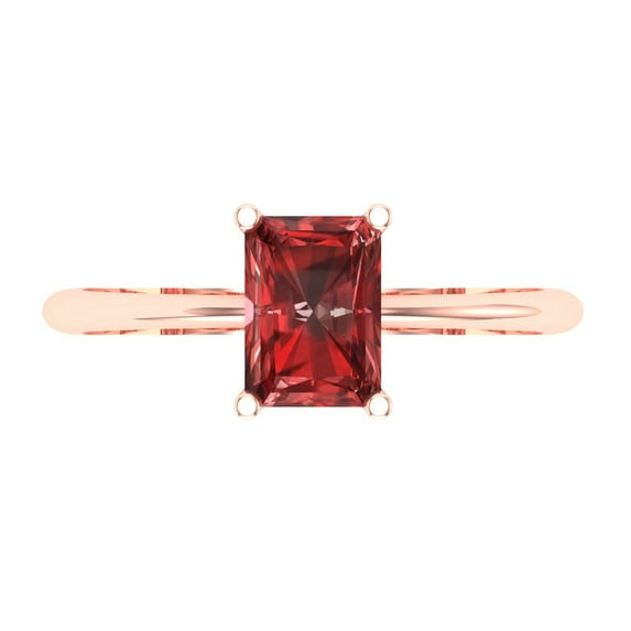1 ctw Solitaire Anniversary Ring for Women | Radiant Cut Natural Garnet | Hyperallergenic Solid 18K Rose Gold