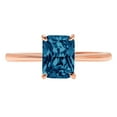 thumbnail image 1 of 1 ct Radiant Cut Natural London Blue Topaz Solitaire 18K Rose Gold Womens Engagement Ring, 1 of 3
