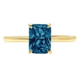 thumbnail image 1 of 1 ct Radiant Cut Natural London Blue Topaz Solitaire 18K Yellow Gold Womens Engagement Ring, 1 of 3