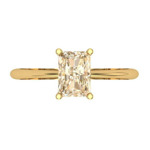 1 ctw Solitaire Anniversary Ring for Women | Radiant Cut Natural Morganite | Hyperallergenic Solid 18K Yellow Gold